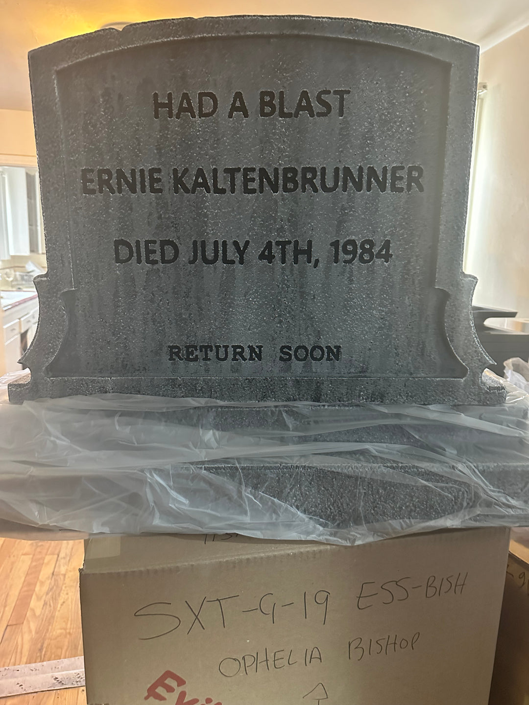 OFFICIAL SET PIECE -  ERNIE - HAD A BLAST Gravestone (Screen Used)