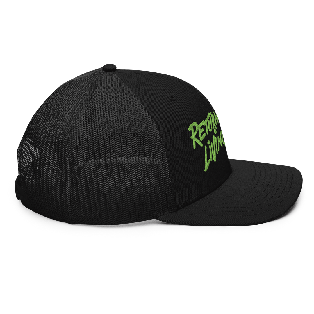 Return of the Living Dead Logo Trucker Cap Trioxin Green - UNEEDA CARE Charity Collection